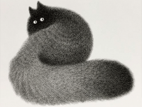 黒いペンだけで猫のもふもふな毛並みを表現。思わず触ってみたくなる繊細なるペンアート