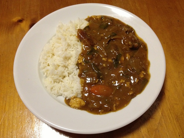 Beef curry and basmati rice
