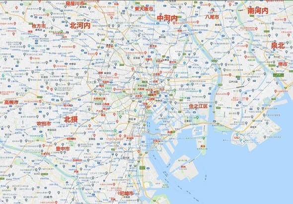 東京の街を大阪でたとえたらMAP(シマムラ@YeezerSummersさんのツイートより)