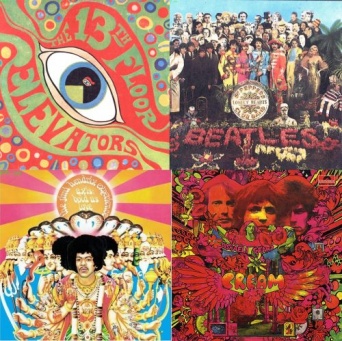 13TH FLOOR ELEVATORS / サーティーンス・フロア・エレヴェーターズ（左上）Sgt. Pepper's Lonely Hearts Club Band /　ザ・ビートルズ（右上）Axis: Bold As Love / ザ・ジミ・ヘンドリックス・エクスペリエンス（左下）Disraeli Gears / クリーム（右下）