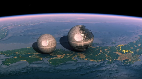 デススターってこんなに小さかったの！？スターウォーズの世界を地球上の現実世界に持ち込んでみた面白比較映像
