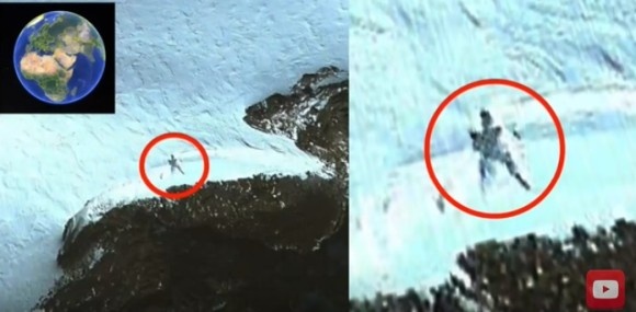 南極の雪山に浮かび上がる身長20メートルの巨大なエイリアン!? グーグルアースで発見されたミステリー
