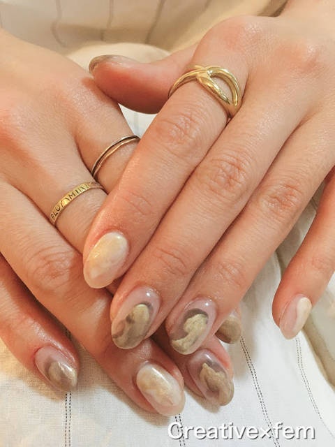 マーブル×塗りかけネイル