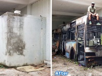 どうみてもバスにしか見えない？でもこれコンクリートの塊なんだぜ。錯視的3Dグラフィティアート