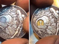 聖杯伝説！？鎧の騎士が持つ剣を抜いて別の場所に差し込むと..ロシアの彫刻師が手掛けた仕掛けコインがすごい！