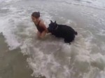 【忠犬】海で遊ぼうとする少女を守る一匹の犬に絶賛の声！