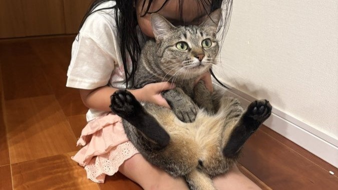 「この関係がずっと続いてほしい」　6歳少女の〝全力猫吸い〟と吸われ猫の〝受け入れ顔〟に5.1万人ほのぼの