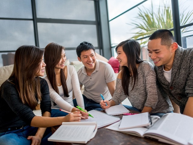 Happy group of students