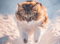 雪の中で本領発揮！寒冷地仕様のノルウェージャンフォレストキャットがノルウェーの雄大な森を駆け巡る