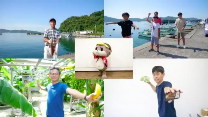 しんじょう君と高知県の生産者ら(しんじょう君のツイッターより)