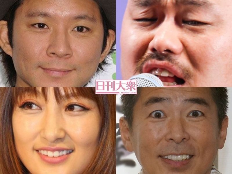 （左上から）渡部建、クロちゃん、（左下から）熊田曜子、勝俣州和
