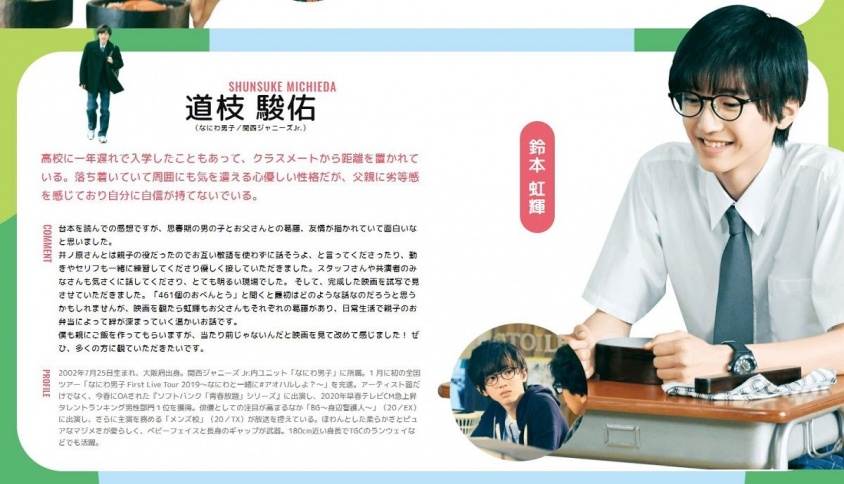 道枝駿佑（なにわ男子／画像は『461個のお弁当』公式サイトより）