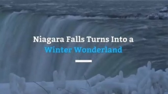 寒波でナイアガラの滝が一変、氷の世界に