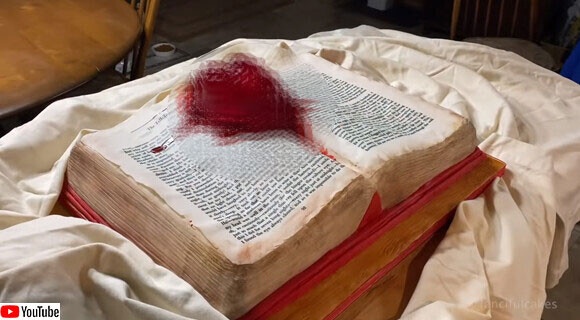 エドガー・アラン・ポーからインスパイア。本の上で鼓動する心臓のケーキ（食べられるけどリアリティ注意）