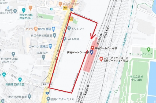 赤線が歩いたルート（C）Google