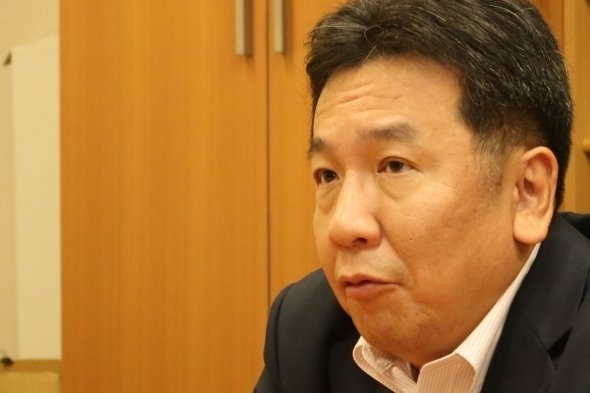 インタビューに答える枝野幸男・民進党幹事長（8月31日、Jタウンネット編集部撮影）