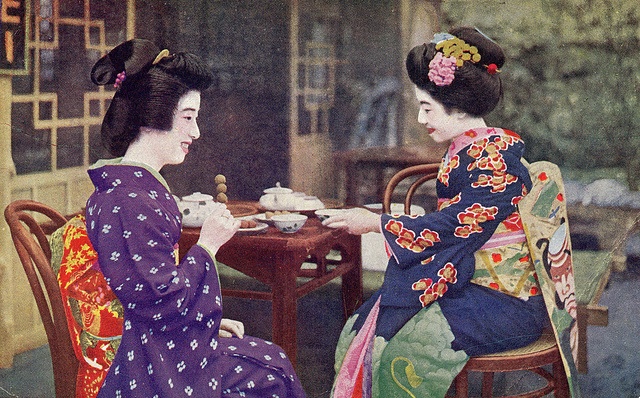 Geiko and Maiko having Tea 1930s