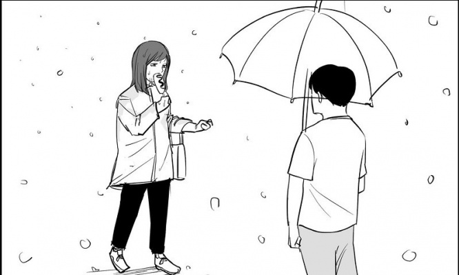 雨の中を歩いていたらすれ違った「まさかの人物」　傘もささず、手に持ったアレを...