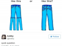 「ズボンがズボンを履いたらどうなるか？」の難問にツイッターユーザーが白熱！