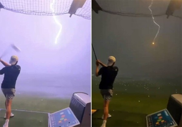 雷がゴルフボールに直撃するという奇跡的瞬間