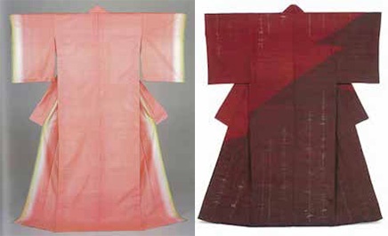左から　《紅襲（桜か古ね）》1976（昭和51）年溢賀県立近代美術館（後期展示）、《橋姫》2000 （平成12）年 滋賀県立近代美術館（前期展示）