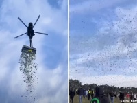 ヘリコプターから100万ドル（1億5千万円）のお金の雨を降らせたチェコの男性