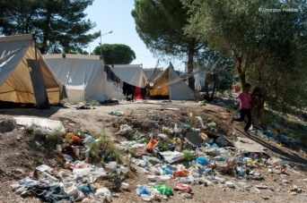 レスボス島東部、モリアにある難民キャンプ
