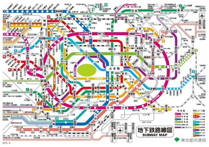 ピンクの路線が大江戸線(東京都交通局公式サイトより)