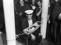 これは尊い。第二次世界大戦中、船乗り猫がハンモックでくつろぐ古写真