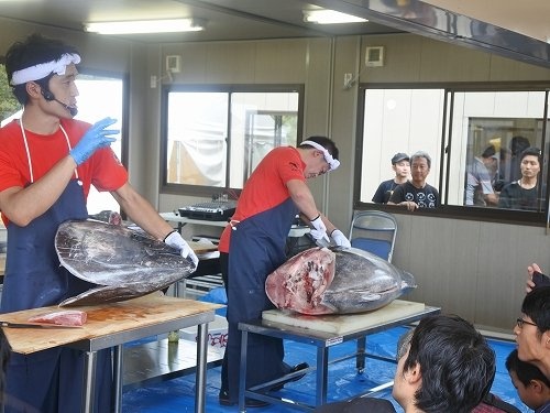 まぐろの解体ショーの様子