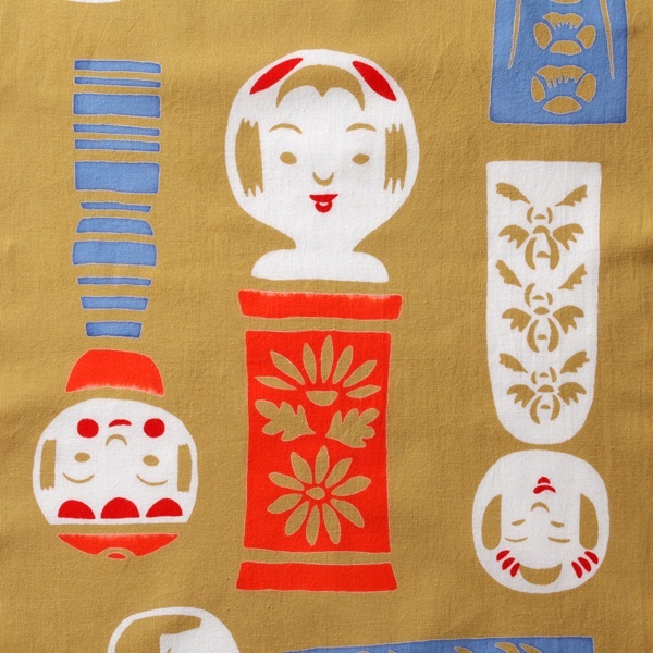 注染手拭い こけしづくし