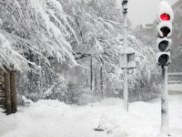 雪の中の信号機。写真はイメージです（thisisbossiさん撮影,Flickrより）
