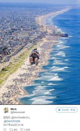 閉鎖した州営ビーチを満喫し批難殺到の米州知事が、コラ職人のネタの餌食に・・・