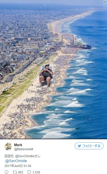 閉鎖した州営ビーチを満喫し批難殺到の米州知事が、コラ職人のネタの餌食に・・・