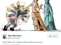 トランプ大統領の入国禁止令を受けてツイッターに投稿された風刺画が話題に