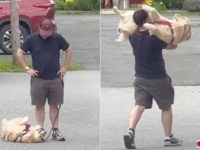 やったね、お姫さま抱っこだ！「帰りたくない！」と動かなくなった犬を抱えて帰る男性の姿が激写されていた